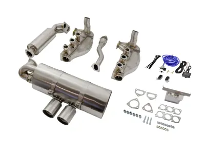 Uitlaatsysteem met schakelbare kleppen in "GT3"-stijl. Porsche 911 3.2L 1984-1989 - 3606501101, 90007428203, 93011119206, 93011119308, 91111119102, 90091009701, 9000760250C, 9996001111, 93011102200, 93011102203, 93021102501, PCG91121100, 3606001101, 3606001103, 3606001107, 93011119112, 93021103301, 93021103304